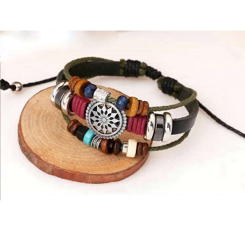 Модные женские браслеты в винтажном богемном стиле с бусинами многослойный