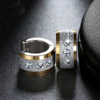 titanium steel small circle earrings pav%c3%a9 shiny cz punk rock hoop earrings men and women couple earrings jewelry gifts