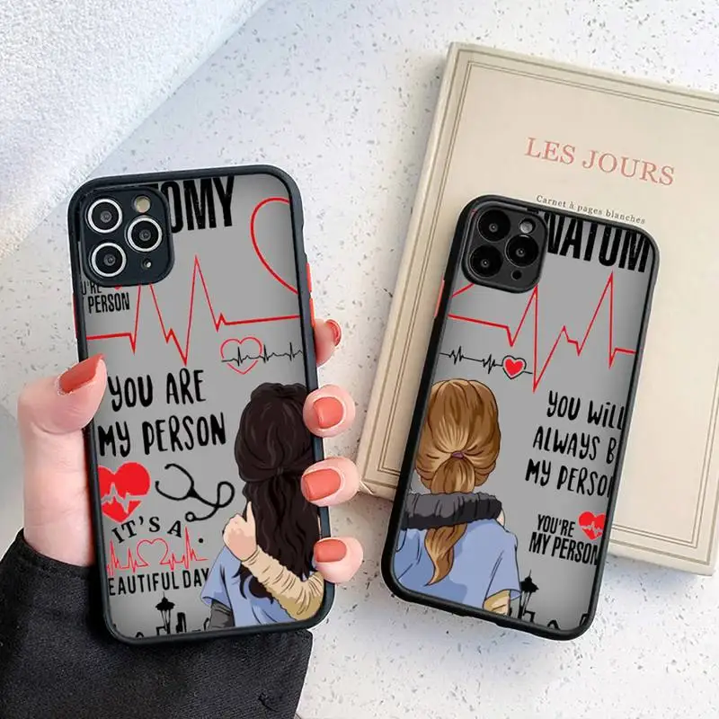 Матовый прозрачный серый чехол на заднюю панель с рисунком анатомии Greys You are my person