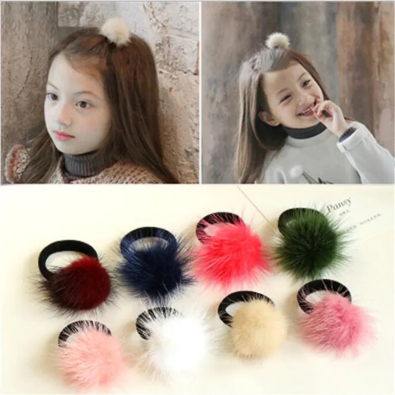 Детские резинки для волос с помпоном розовые аксессуары | Аксессуары одежды