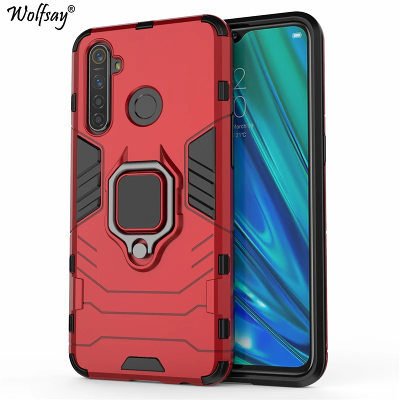 Чехол Wolfsay для Realme 5 Pro автомобильный держатель OPPO Q жесткий и мягкий силиконовый