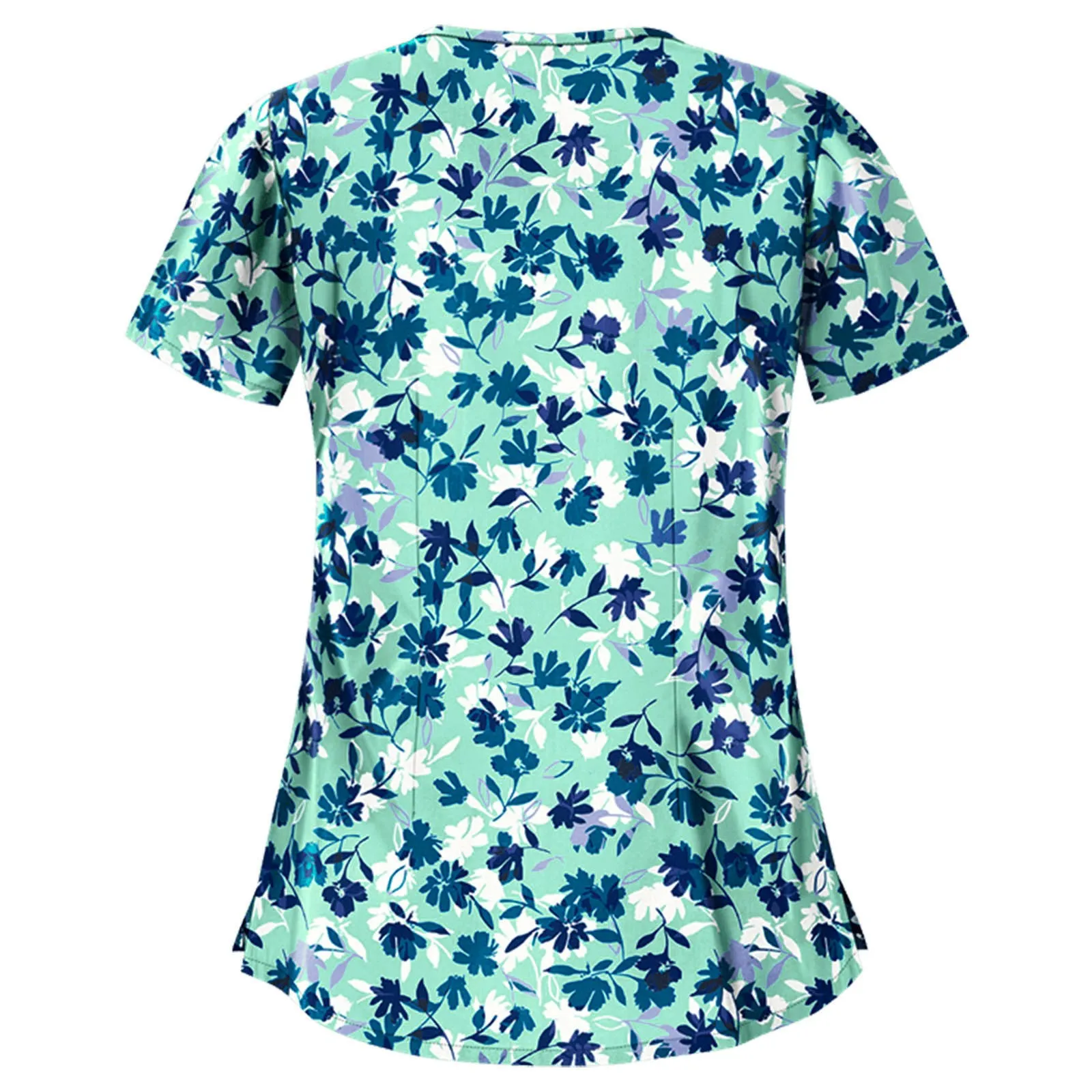 

New Fashion Short Sleeve Irregular collar Tops Scrub Top for Women Working Uniform Blouse Shirt Beauty Nurse Uniform with Pocket