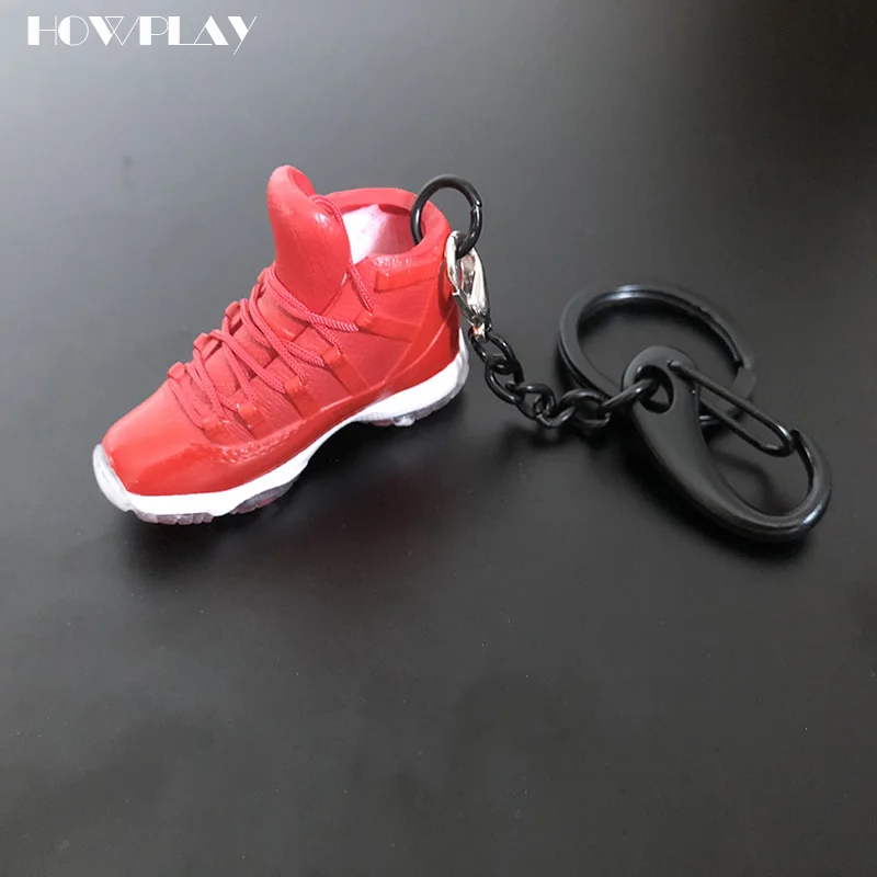 single-AJ11-red Howplay Mini Sneakers Basketball Shoes Keychain 3D Backpack Pendant Bag Charm AJ1 OW Creative Gifts Keyring for1/6 Soldier Doll - Цвет: single-AJ11-red
