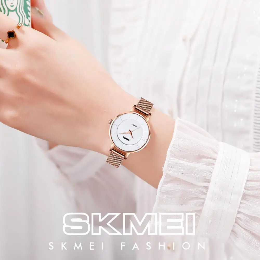 

Часы SKMEI женские кварцевые под розовое золото, водонепроницаемые, 2020