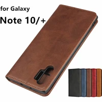 leather case for samsung galaxy note 10 note10 plus 5g flip case card holder holster magnetic attraction cover case wallet case