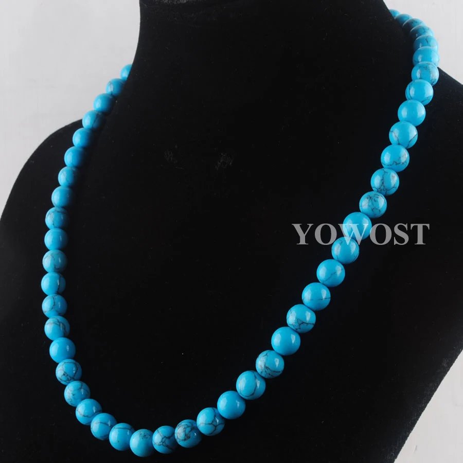 Новое поступление ювелирные изделия синие бирюзы каменные бусины 8 мм круглые