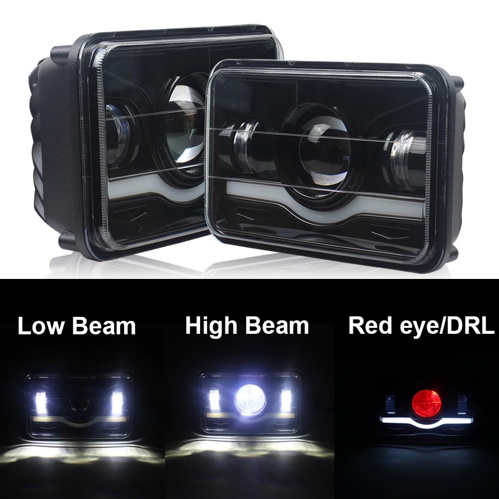 Комплект из 2 предметов рост от 90W 4x6 &quotLed Drl Led луча квадратный светильник головной
