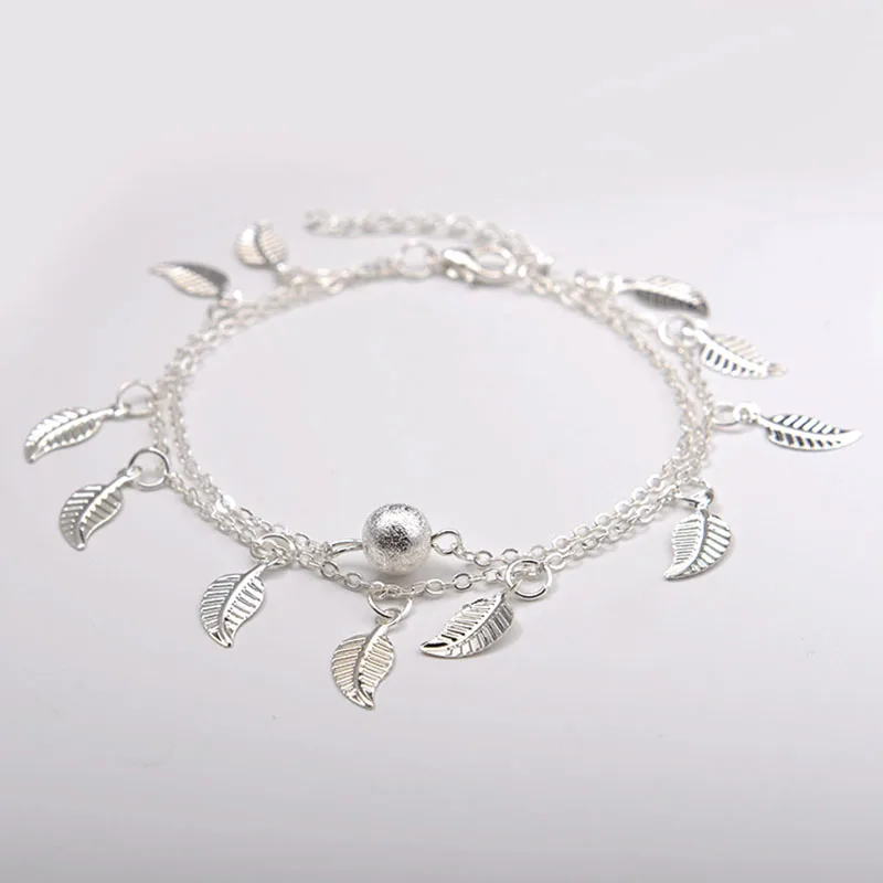 Женский браслет на ногу с листьями из нержавеющей стали|Анклеты| |