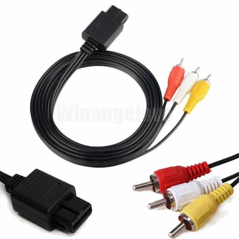 

100 шт./лот 1,8 м 6 футов AV TV RCA видеокабель для игрового кубика/для SNES GameCube/для N64 64 игровой кабель высокого качества