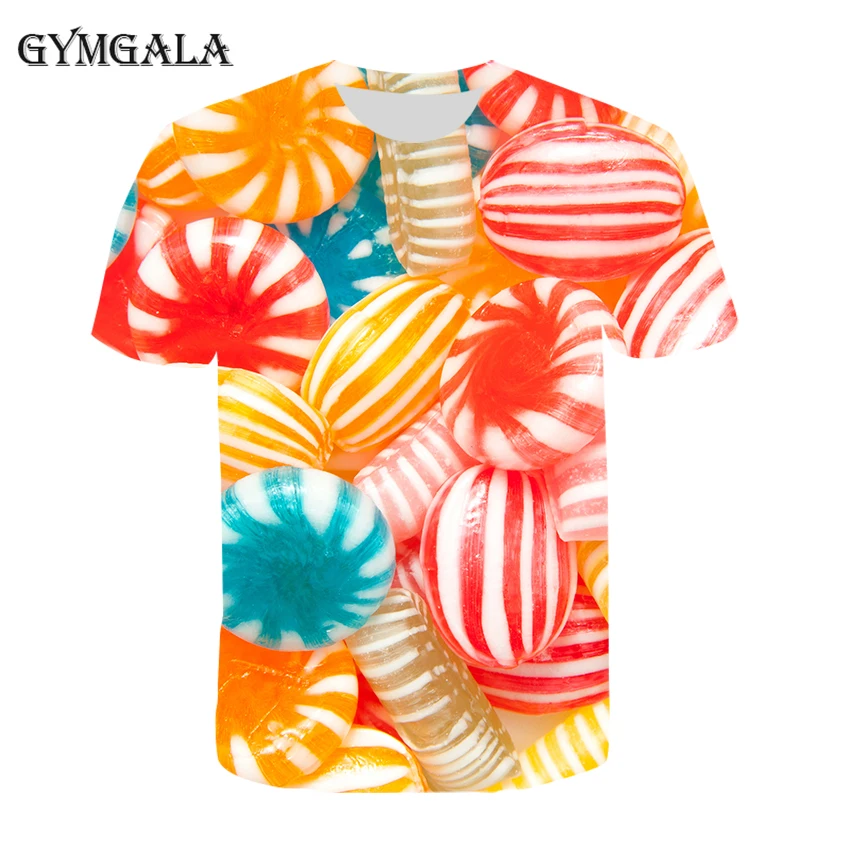 

Summer handsome Kids T-shirt 3D printing custom candy chocolate pattern boys and girls round neck Children's T-shirt hot sale