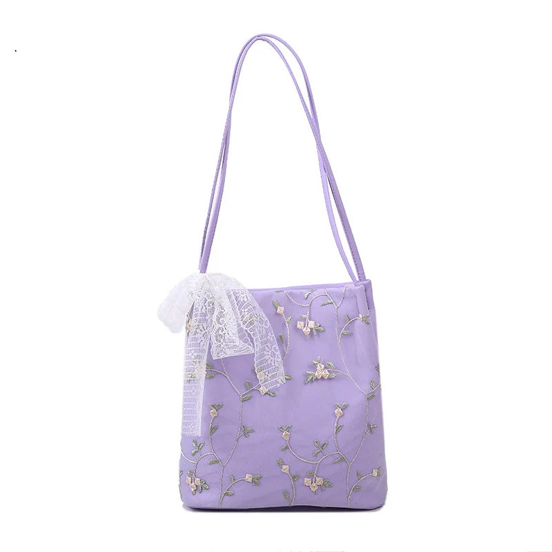 

2021 New Arrivals Women Casual Tote Floral Preppy Style Handbags Wtih Bow For Female Ladies Shoulder Bag
