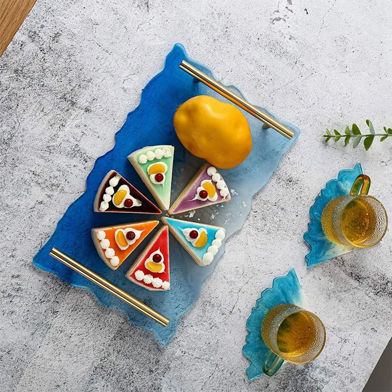 

Silicone Resin Tray Molds Irregular Silicone Coaster Making Table Mat DIY with 3 Pcs DIY Coaster Silicone Mold