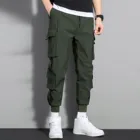 Осенние мужские Джоггеры в стиле хип-хоп, брюки-султанки, новинка 2021, мужские брюки, однотонные брюки-карго с несколькими карманами, облегающие спортивные брюки # T1G