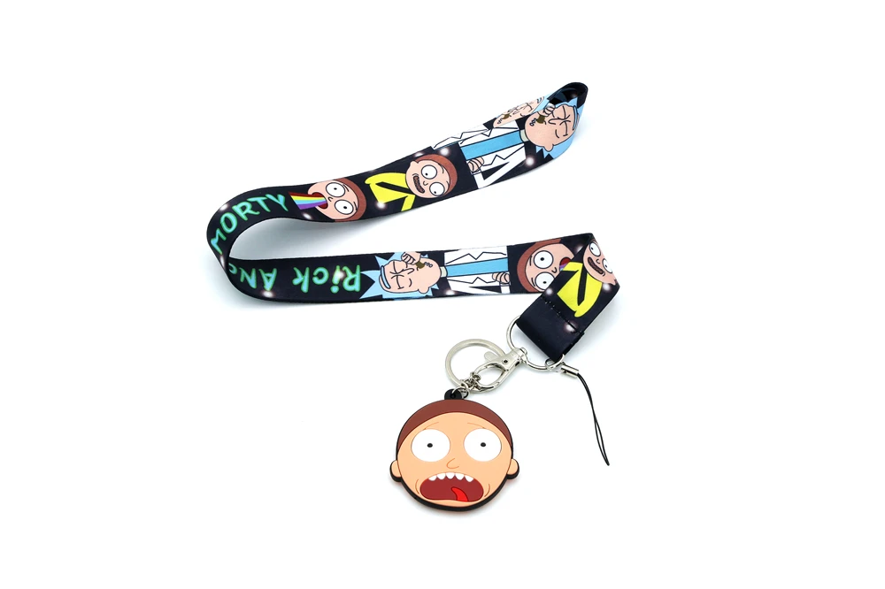 Lanyard keychain A Мультяшный Рик и Морти ремешок на шею ремешок для мобильного телефона держатель ID значок веревка милый брелок - Цвет: Lanyard keychain A