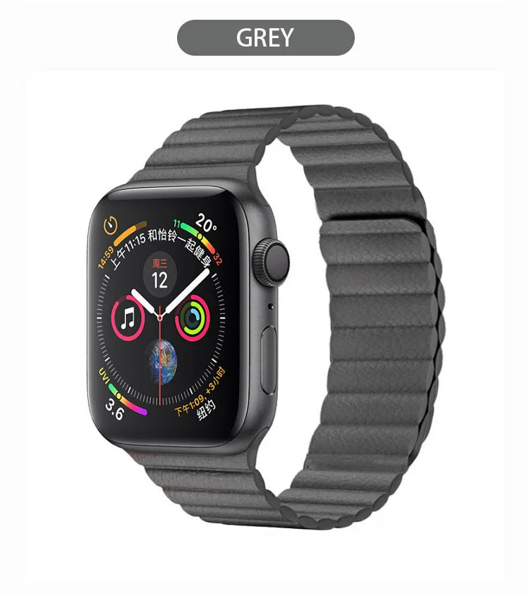 Leather-Grey Новые 40/44 мм, ремешок для наручных часов Apple Watch Series 5 4 Нержавеющая сталь Магнитная застежка кожаный ремешок для наручных часов для Apple Watch Series 1 2 3 - Цвет ремешка: Leather-Grey