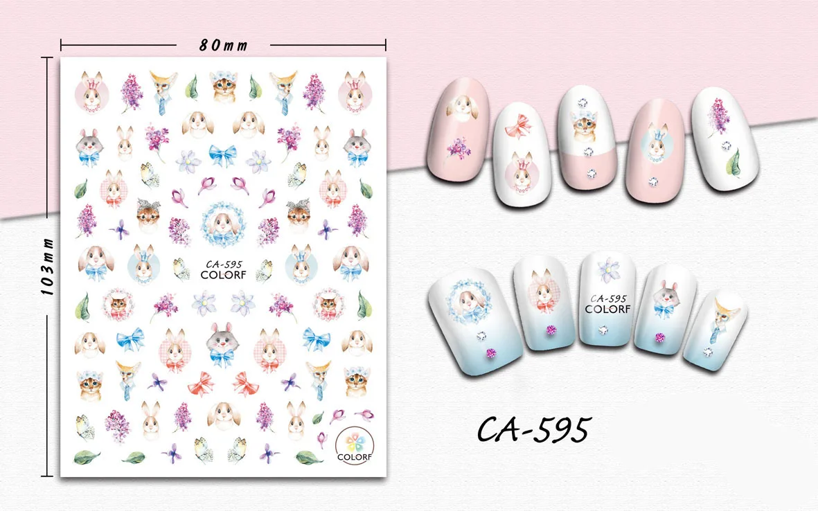 

3D Nail Sticker Cute Rabbit Bow Flower Design Stickers for Nails Manicure Sticker Decals Decoration Nail Art Sticker Accessories