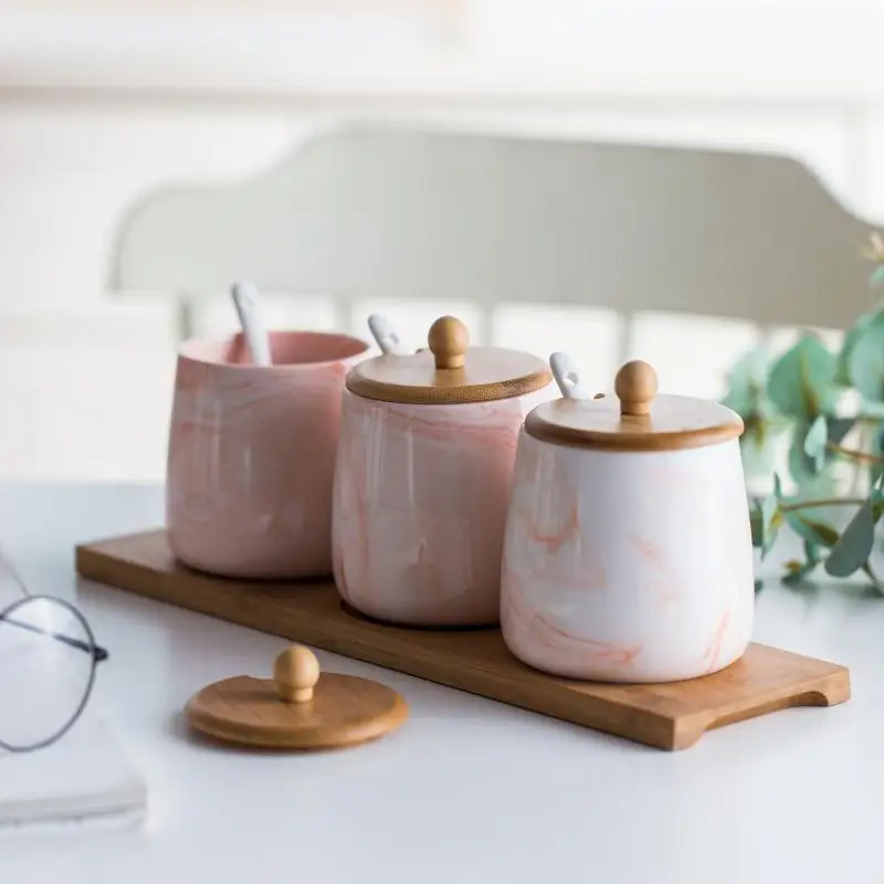 

Creative Ceramic Seasoning Jar Three-piece Suit Oil Salt Household Seasoning Tank Kitchen Accessories Box Seasoning Seasoning