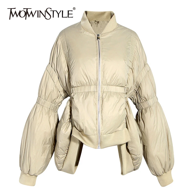 TWOTWINSTYLE винтажное женское хлопковое пальто с рюшами стоячий воротник фонарь