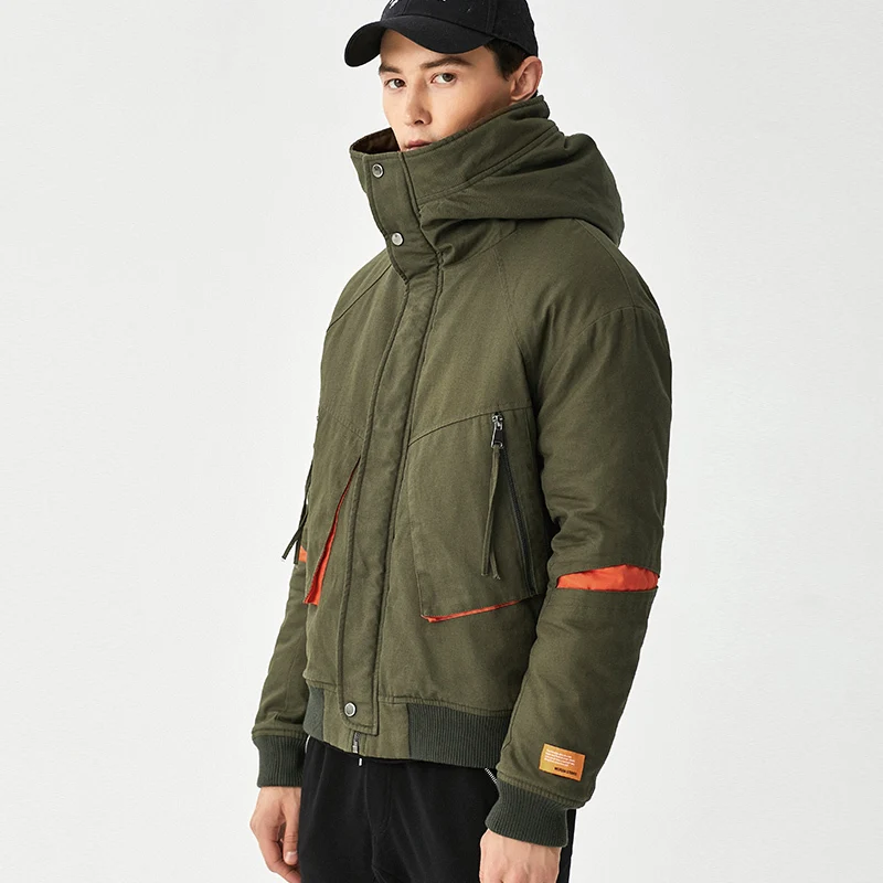 Зимние куртки с хлопковой подкладкой камуфляжные мужские большие меховые теплые