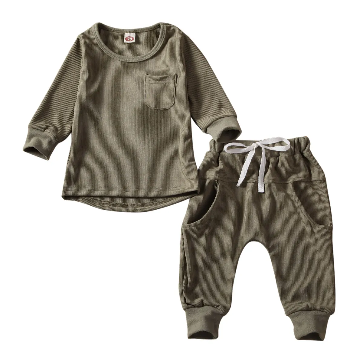 

0-3Y Toddler Kids Baby Boy Girl Clothes Sets Autumn Outfits Solid Long Sleeve Tops+Pants Tracksuits Sets