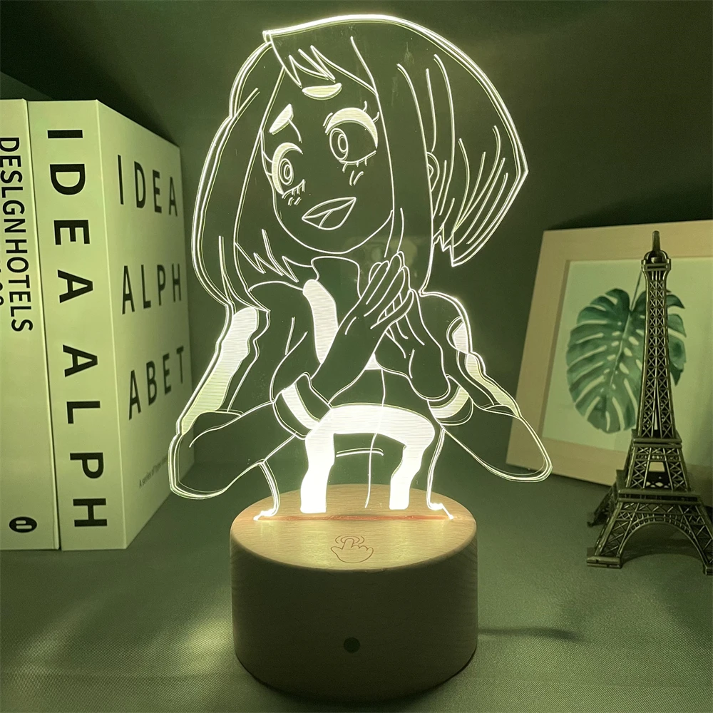 

Светодиодный ночсветильник с 3D рисунком героев аниме «Моя геройская Академия» очако урарака, меняющая цвет лампа 16 цветов для детской спал...