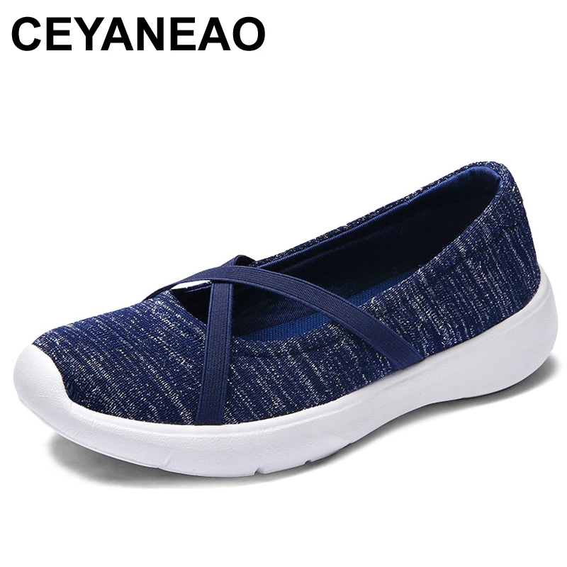 

CEYANEAONew Fashion Breathable Soft slip on Flying fabric Women Shoes Casual Sneakers Women Mother Walk Shoes Light Flat E1284