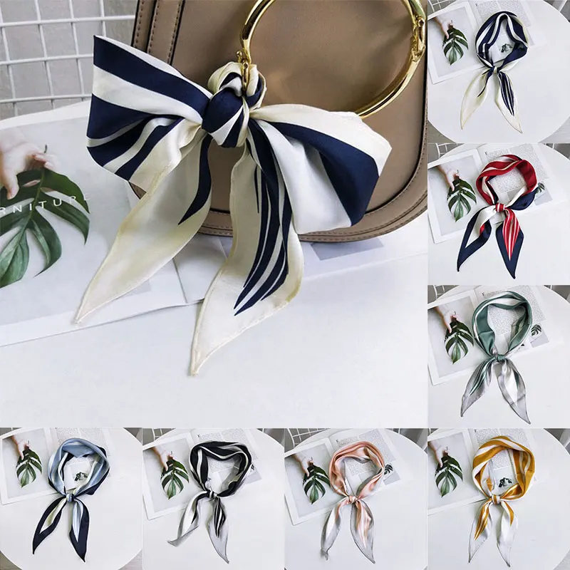

Women Elegant Silk Scarf Multi-Function Scarf Tie Bag Office Lady Hair Band Handle Bag Ribbon Tie For Girls Spring Neckerchief