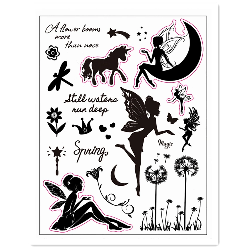 14x18 см с рисунком эльфов и фей прозрачный печать прозрачные наклейки силиконовый