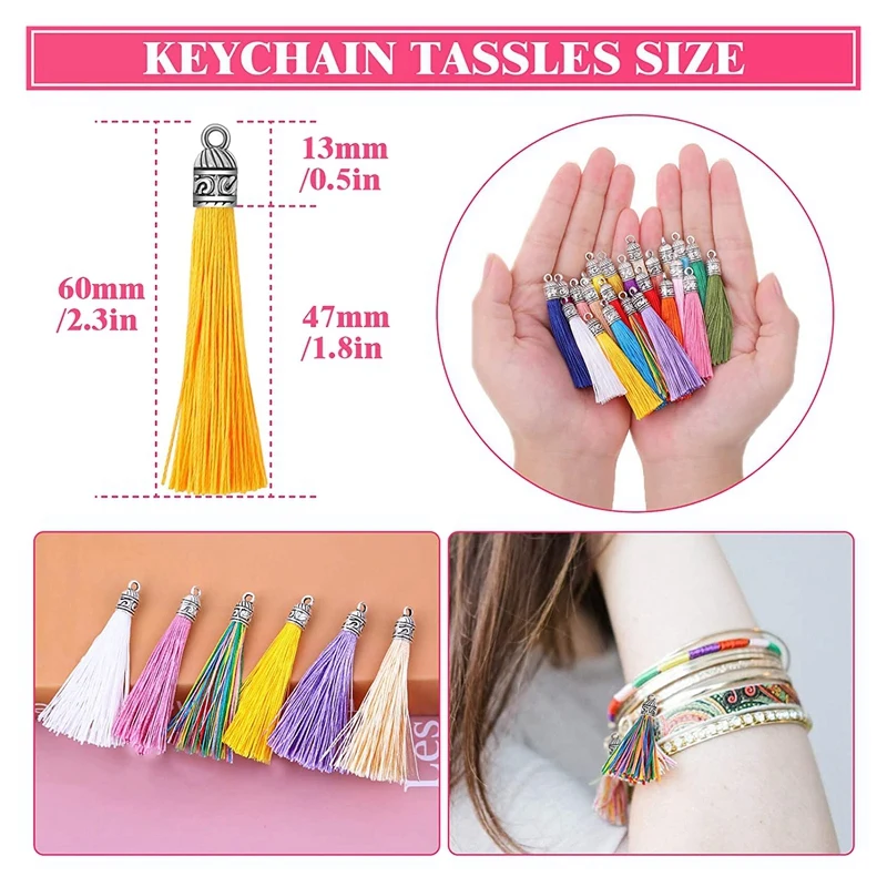 

Tassels for Jewelry Making Keychain Tassel Charms Bulk Silky Handmade Tassels for Earrings Necklaces DIY Craft