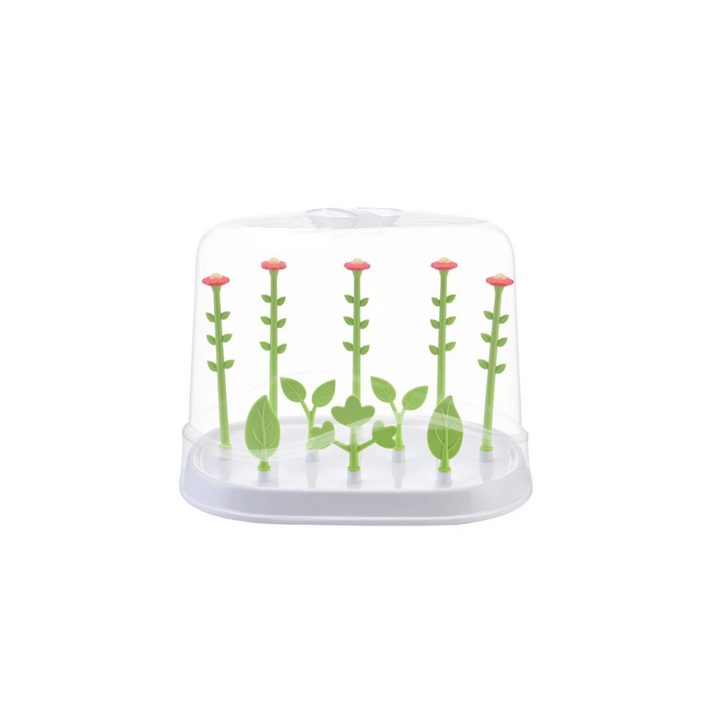 

Baby Bottle Drying Rack Large Baby Pacifier Rack Baby Pacifier Cup Rack Portable Flower-Shaped Dustproof Bottle Rack+Dust Cover