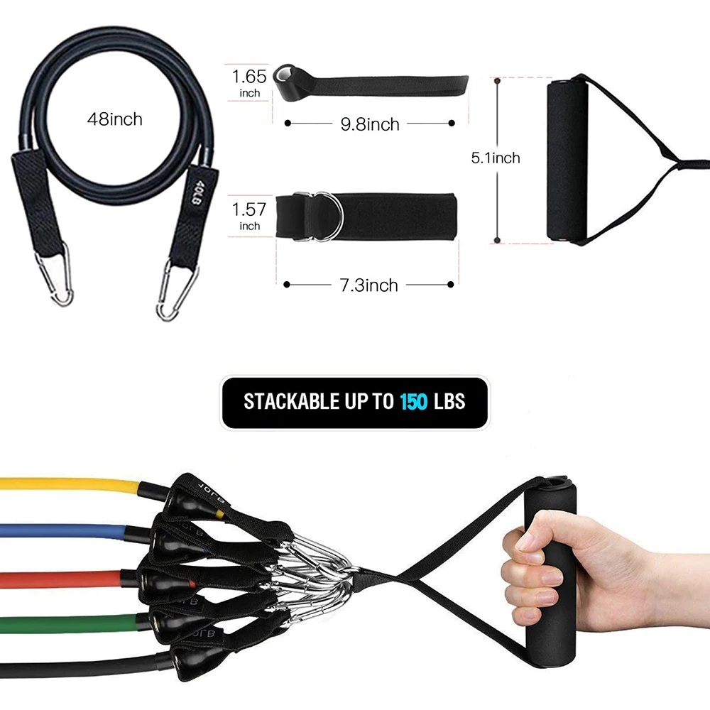 Эспандеры 11 шт./компл. эластичные ленты 150 фунтов для фитнеса тренировок