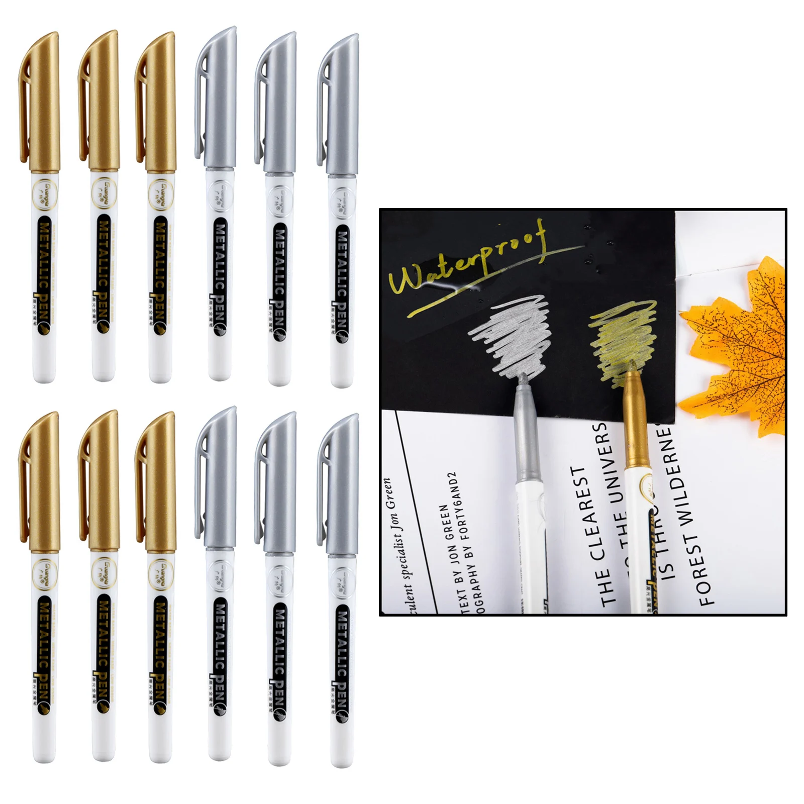 

12Pack Epoxy Resin Drawing Pen Graffiti Point Pen Acrylic Paint Highlights Metallic Permanent Marker