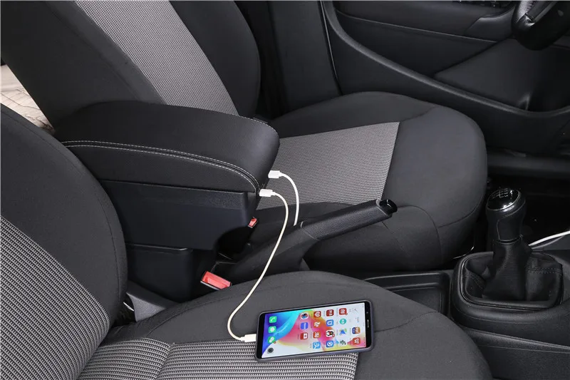 E1 style white line Для Toyota aygo bj подлокотник коробка зарядка через usb увеличивает двухслойный центральный магазин содержание держатель стакана, пепельница аксессуары - Название цвета: E1 style white line