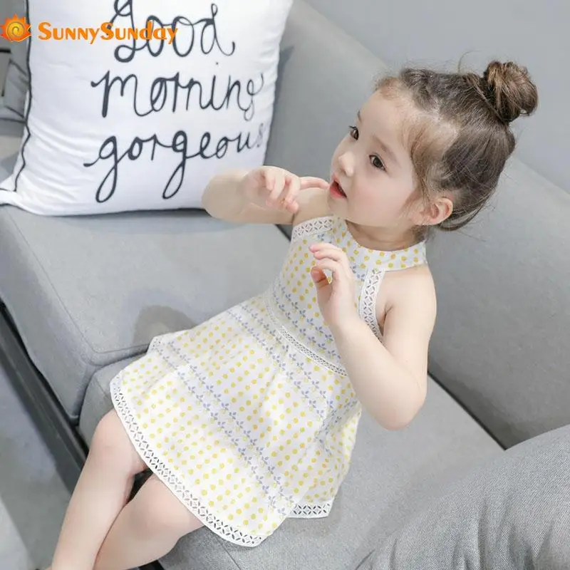 

Summer Girls Dress Princess Cotton Casual A-Line Dot Sleeveless Kids Dresses For Baby Girls Wedding Party Children Clothes