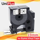 UniPlus 19 мм принтер ленты 18445 подходит этикетка Dymo ленты винил черный на белом фоне для DYMO носорог этикетировщик 4200 6500 6000 5200 5,5 м