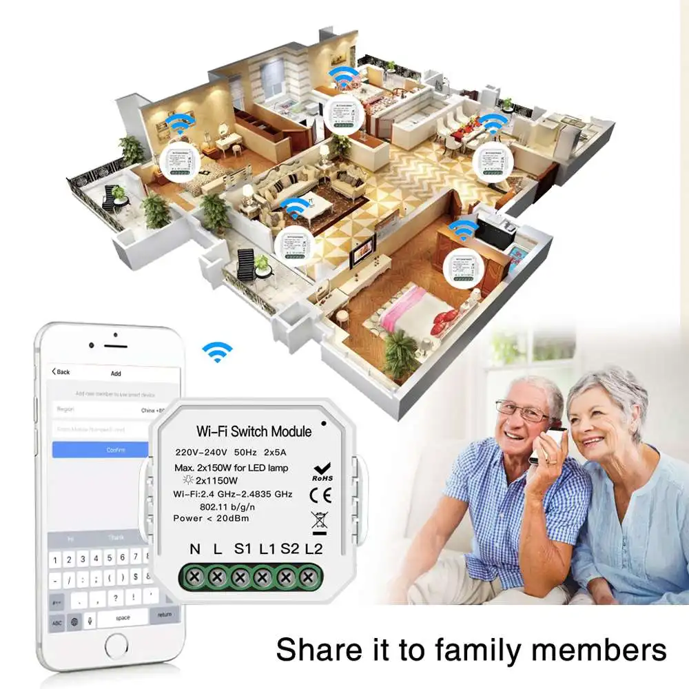 MoesHouse 2 банды 2 способ Wi-Fi дистанционный переключатель освещения Diy выключатель модуль Smart Life приложение дистанционное управление работа с Alexa Google Home