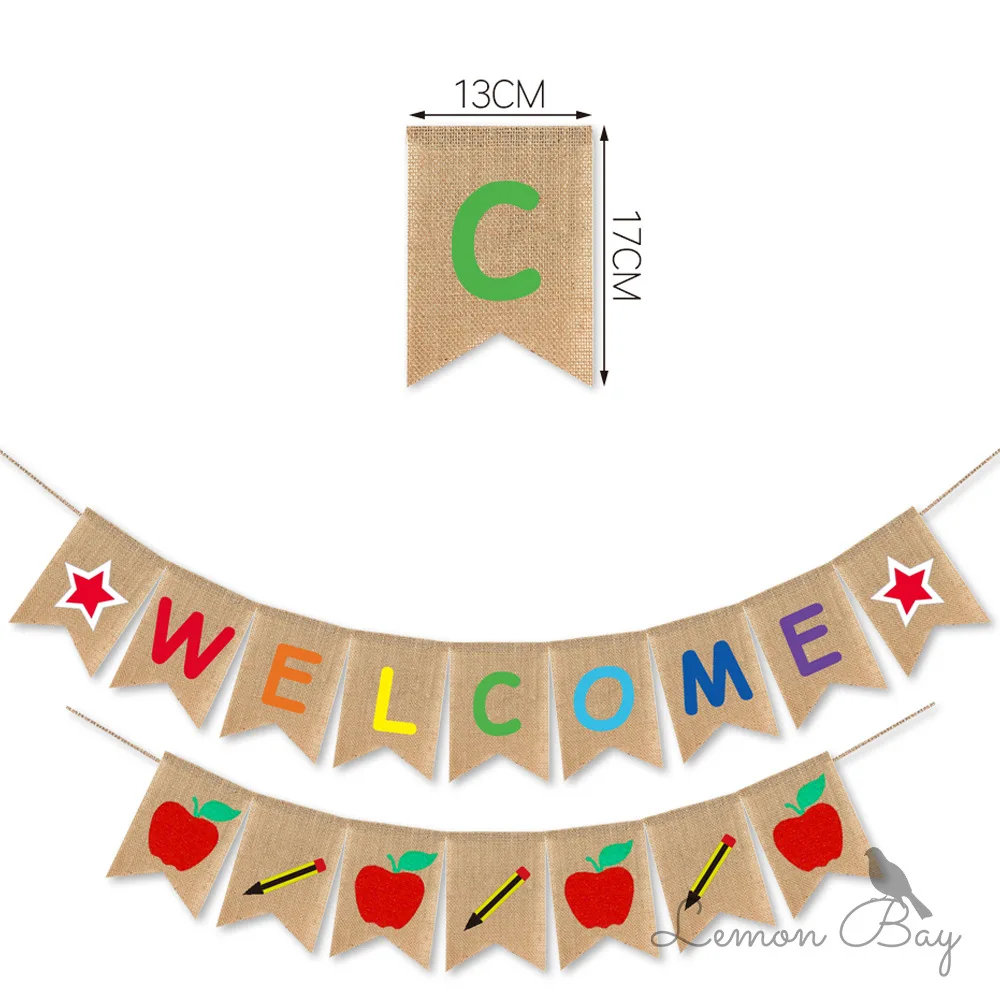 Обратно в школу сезон декорированном мешковиной горшке баннер украшение для