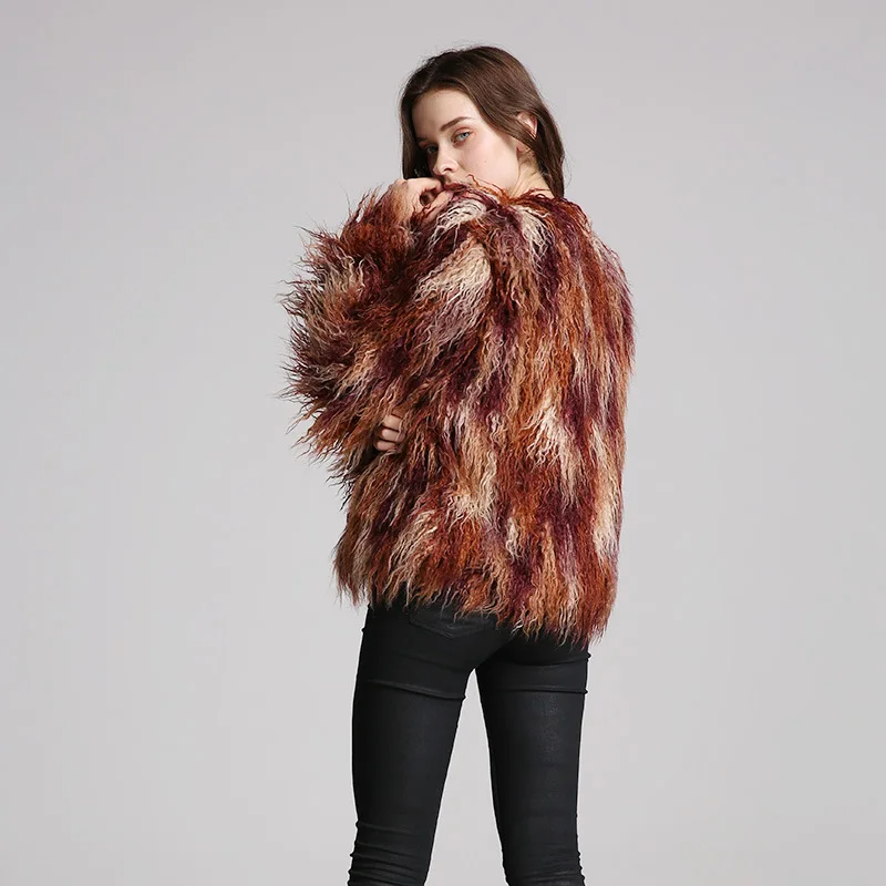 Large Women's Fur Imitation Fur Coat Color Beach Wool Women's Short Coat