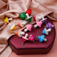 cute plant mushroom earrings for women cartoon enamel 8 color dangles earrings girl children ear hook diy party jewelry gifts