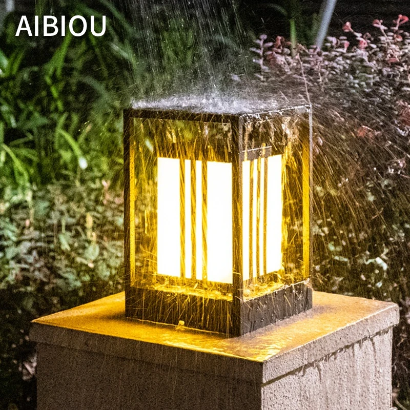 Квадратный садовый светильник Aibiou уличный водонепроницаемый с солнечной
