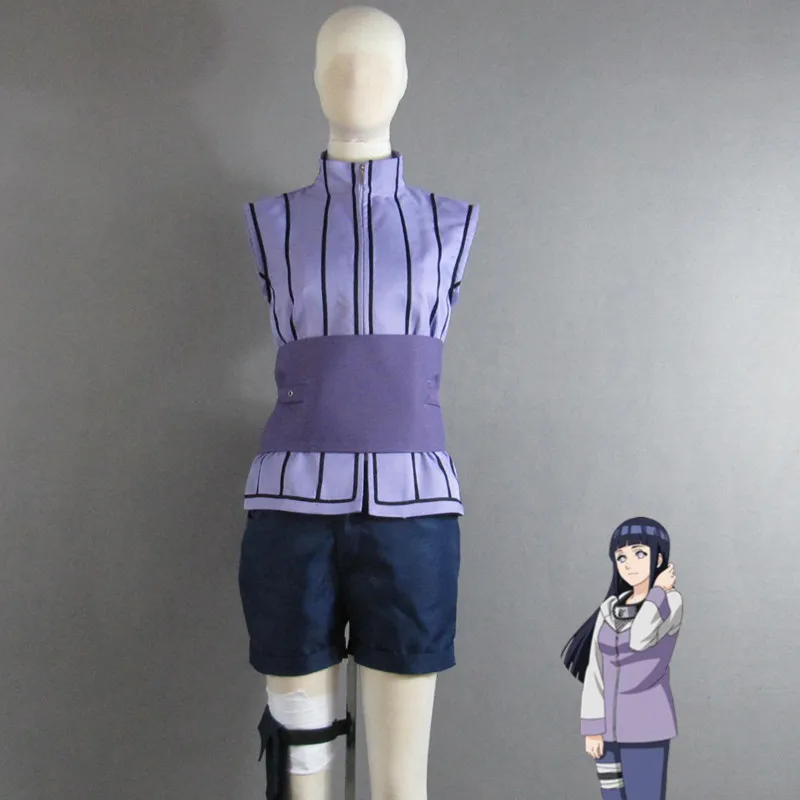 Аниме Naruto The Last Хьюга Хината Косплэй костюм с рисунком топ и штаны поясом полный