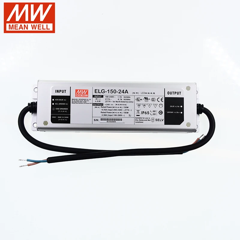 Умный источник питания MEAN WELL ELG 150 Series 12 В 24 36 42 в 48 Вт IP67 водонепроницаемый с одним