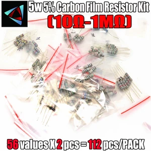 Комплект металлоксидных резисторов 112 шт.лот 5 Вт 5% 1R-1M 56 значений * 2 из углеродного пленочного резистора