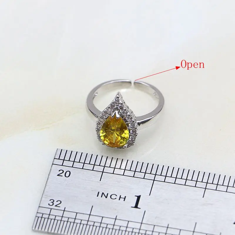 Комплект ювелирных изделий для женщин из серебра 925 пробы с желтым кубическим