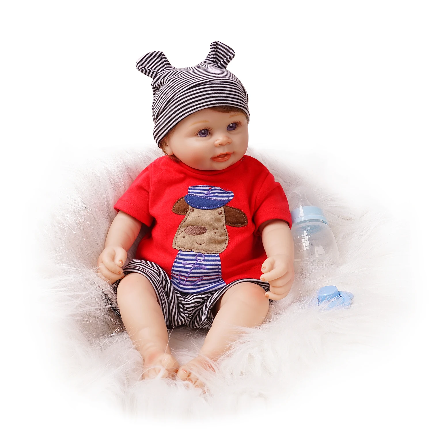 50 см полный силиконовый винил Reborn Baby Doll мальчик новорожденный игрушка подарок красный наряд с синим одеялом