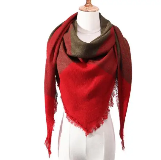 Женский зимний треугольный шарф однотонные теплые кашемировые шарфы женские