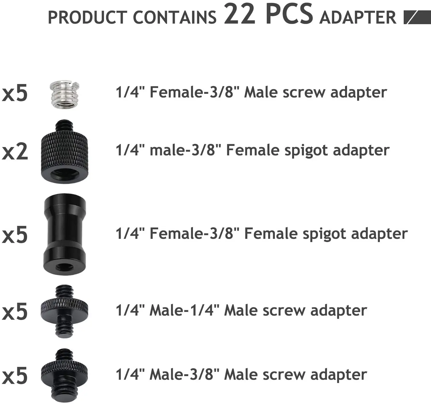 22 Pcs Camera Screw Adapter 1/4 to and 3/8 Tripod Mount Converter Set for Monopod Ballhead Flash Ligh | Электроника