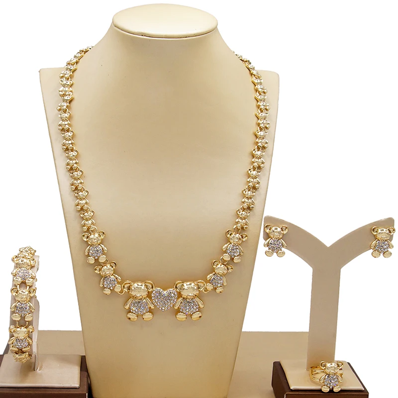 

Newest Nigerian Gold Color African Beads Jewelry Sets For Women Party Trendy Dubai Wedding Accessories