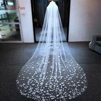 youlapan v20 real photos 3m whiteivory wedding veil one layer long bridal veil head veil floral wedding accessories hot sell