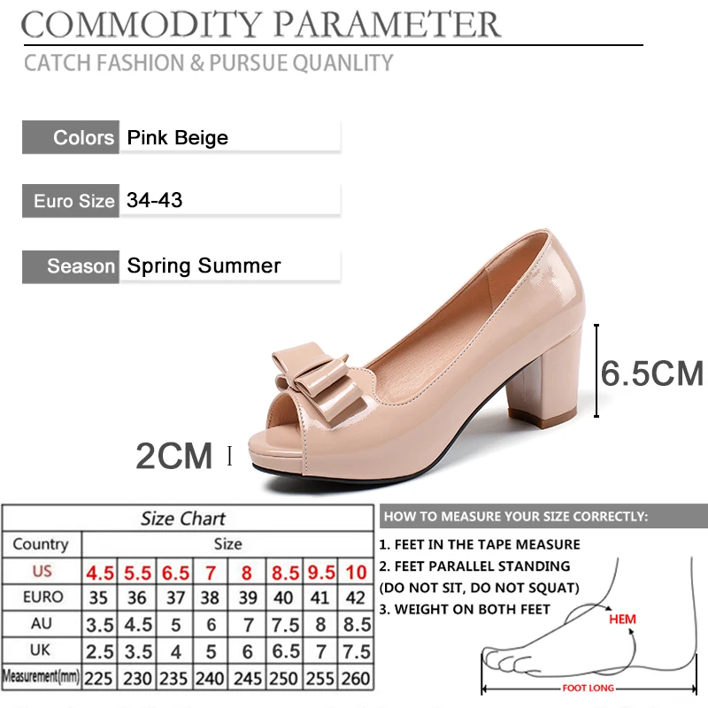 

BYQDY Summer High Heels Women Pumps Sweet Bow Thick Heels Mary Janes Shoes Slip On Peep Toe Wedding Pink Pumps chaussures femme